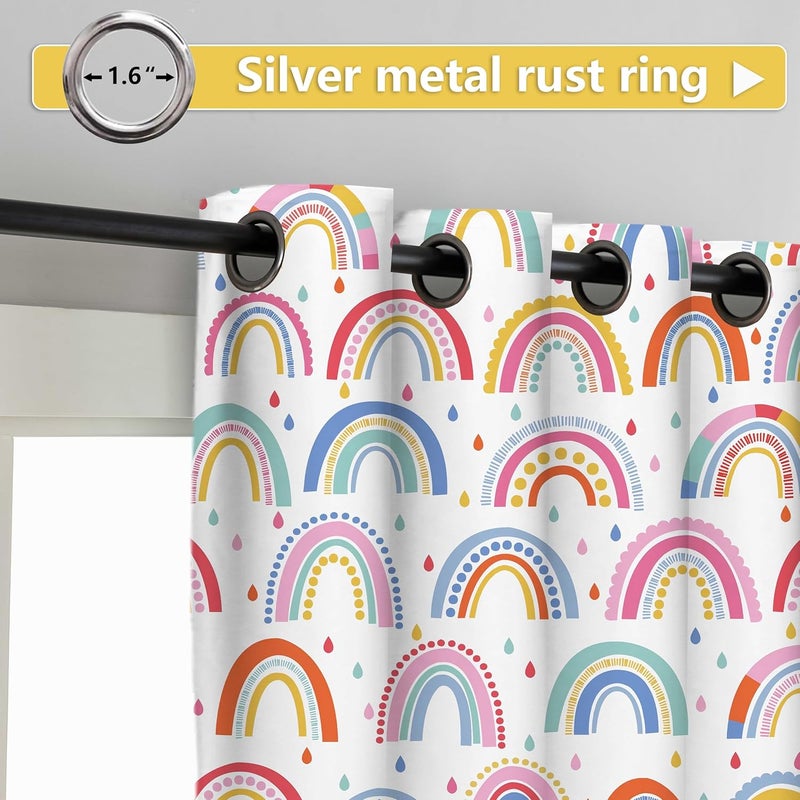 chiinvent Blackout Rainbow Curtains for Kids Cute Rainbow Room Darkening Window Curtains Decorative Cartoon Black Out Curtain for Girls Bedroom Nursery, C3, 52" x 84", 2 Panels (90% Blackout) - Image 3