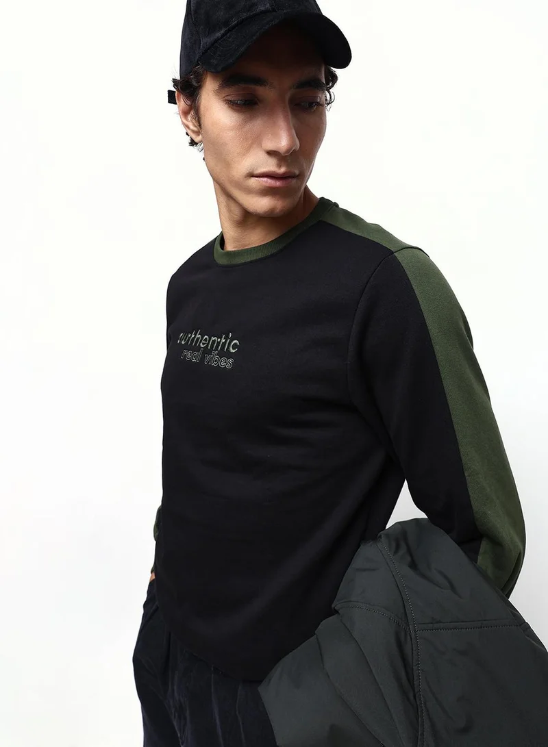 Men's Rifle Green Cotton Blend Relaxed Sweatshirt