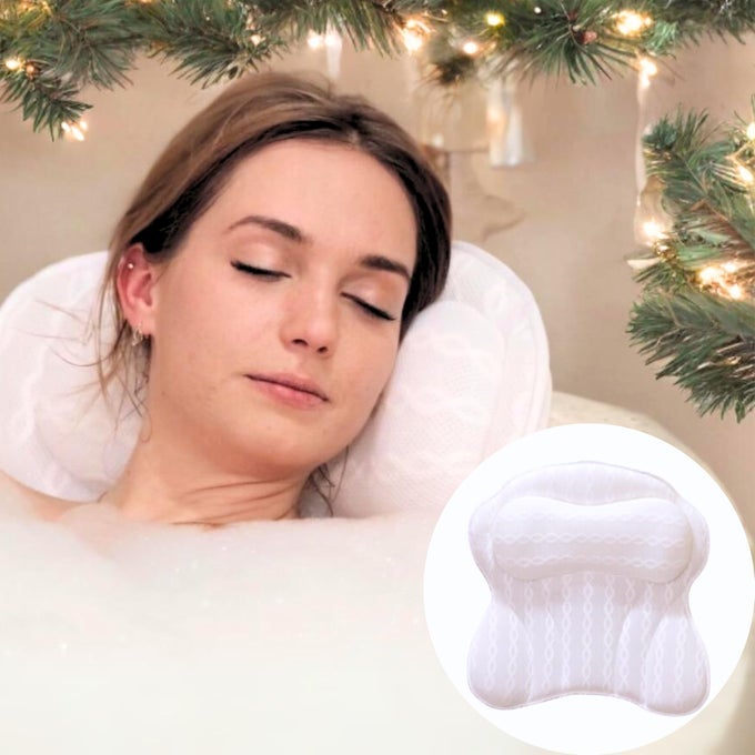 BATH PILLOW BATH PILLOWS FOR TUB NECK BACK SUPPORT LUXURY BATHTUB PILLOWS FOR HEAD NECK SOAKING BUBBLE BATH SPA BATHTUB ACCESSORIES FOR WOMEN GIFTS FOR WOMENWIFEGIRLFRIENDBEST FRIEND