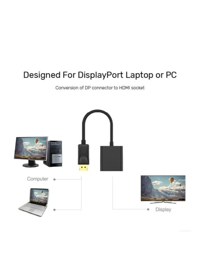 .محول من DisplayPort إلى HDMI، DP إلى HDMI (ذكر إلى أنثى) لأجهزة الكمبيوتر المكتبية والمحمولة المزودة بمنفذ DisplayPort، توصيل بالشاشات، إعداد المكتب المنزلي، تكوين شاشات متعددة، محول أنيق، تصميم مض - Image 2