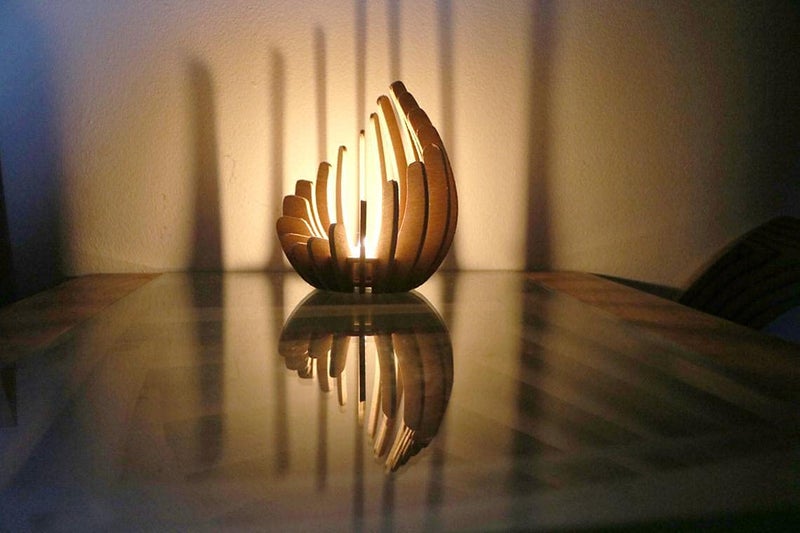 ECOTOUCH ECO Touch Wooden Lotus Deepam Kundulu Pooja Room Decor Handcrafted Arts Piecepuja Diya for Home Big Size Diya Stand Fancy Diya Stand deepam Kundulu Big Size  - Image 2