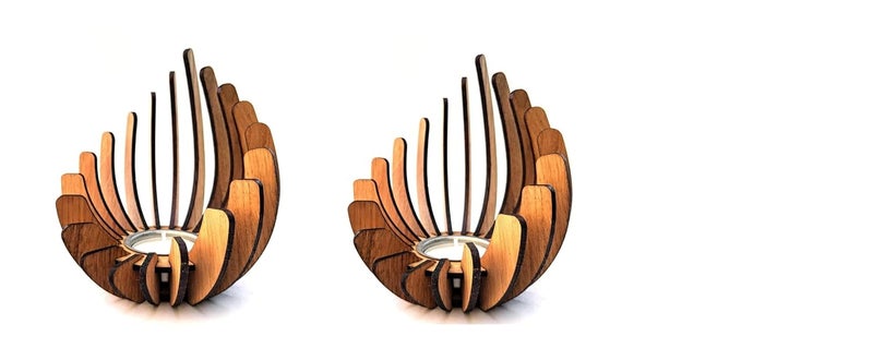 ECOTOUCH ECO Touch Wooden Lotus Deepam Kundulu Pooja Room Decor Handcrafted Arts Piecepuja Diya for Home Big Size Diya Stand Fancy Diya Stand deepam Kundulu Big Size  - Image 1