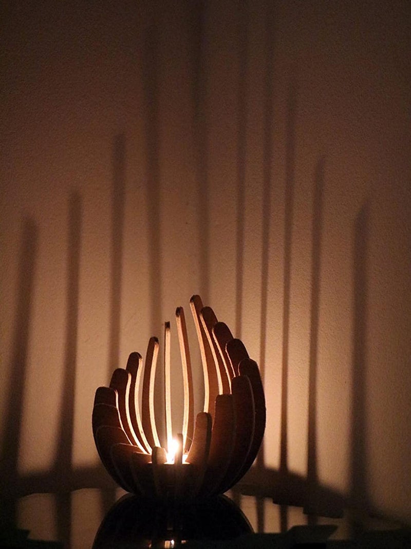 ECOTOUCH ECO Touch Wooden Lotus Deepam Kundulu Pooja Room Decor Handcrafted Arts Piecepuja Diya for Home Big Size Diya Stand Fancy Diya Stand deepam Kundulu Big Size  - Image 5