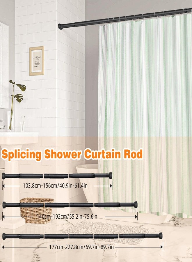 Pragmatist Double Shower Curtain Rod 27-90 Inches Wall Mounted Double Shower Curtain Rod Adjustable Curtain Rod for Bathroom Laundry Room Room Divider Kitchen, Black - Image 4