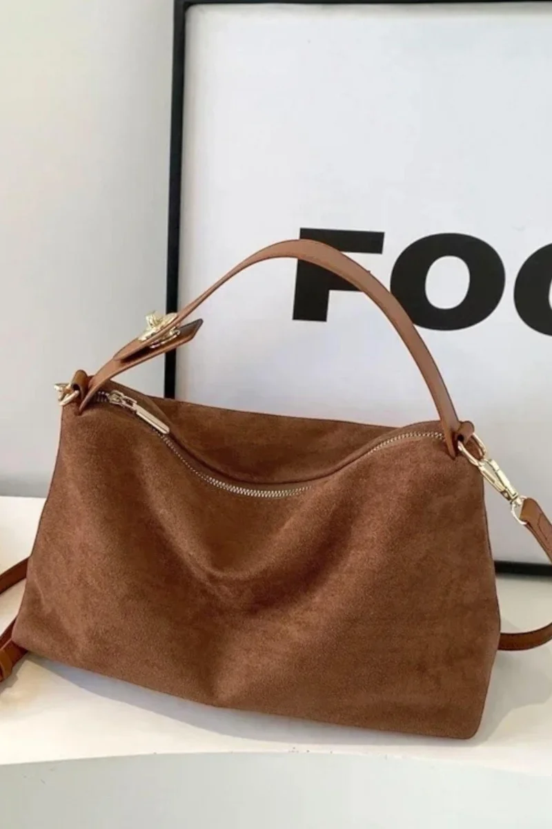 باهلس Imported Tan Suede Hand and Shoulder Bag