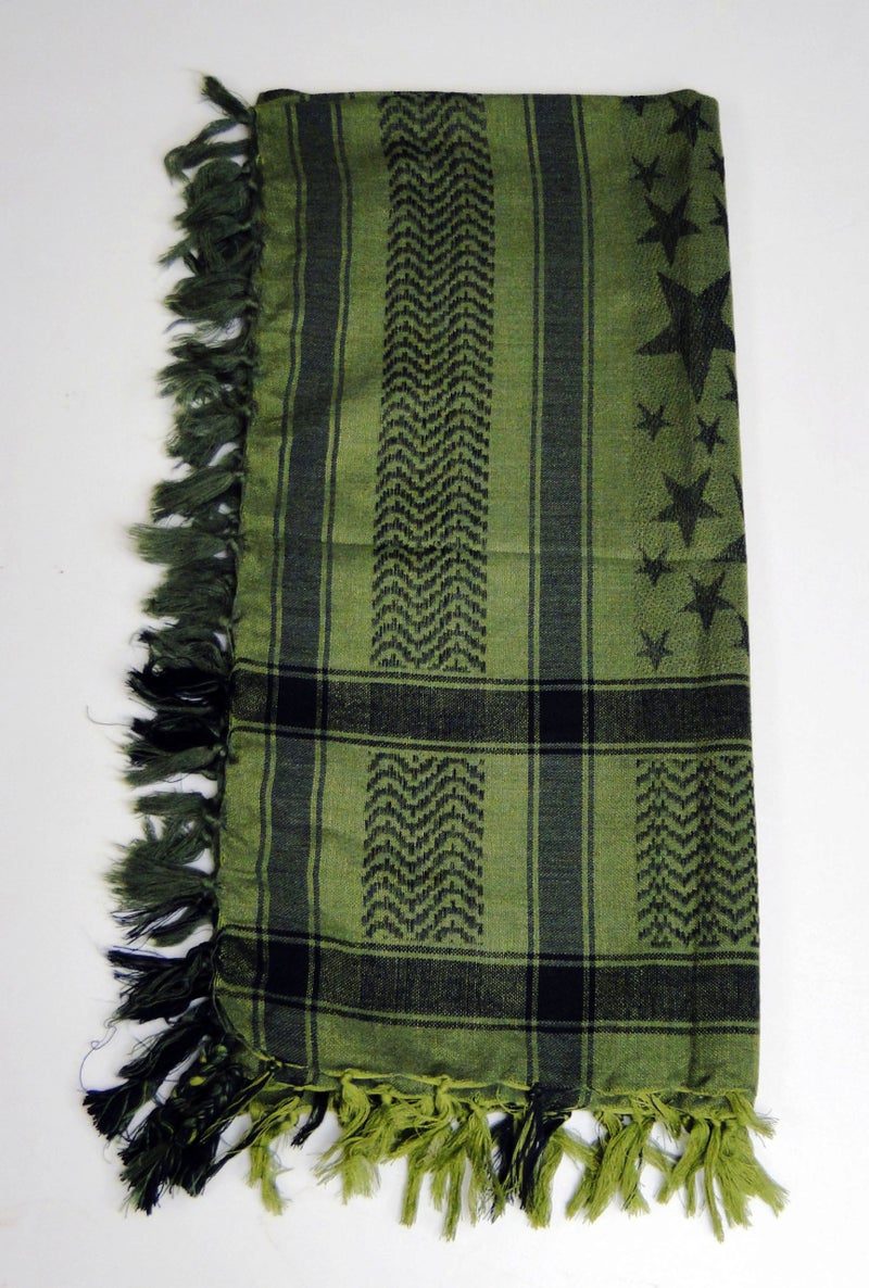 Tapp Collections Premium Star Pattern Shemagh Head Neck Scarf - Green/Black - Image 3