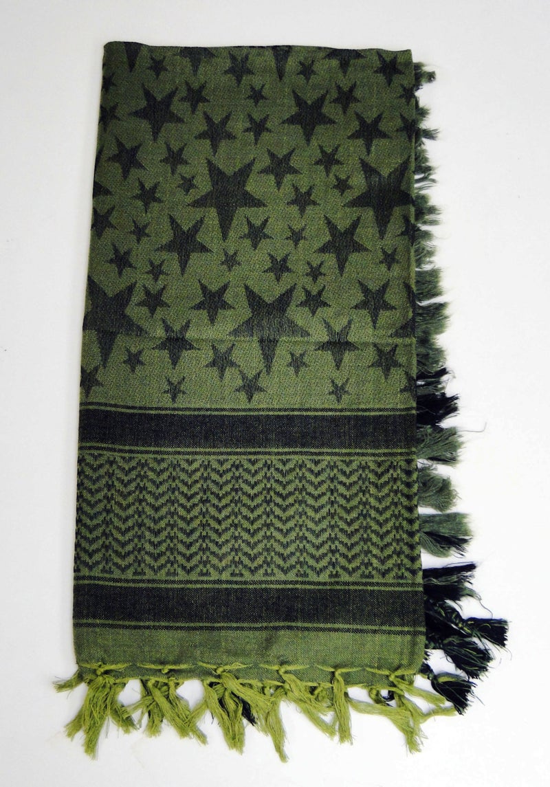 Tapp Collections Premium Star Pattern Shemagh Head Neck Scarf - Green/Black - Image 2