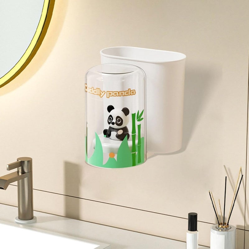 Cartoon Shape Toothbrush Holder Toothpaste Storage Box Wall Mounted Organizer for Home, White - Image 3