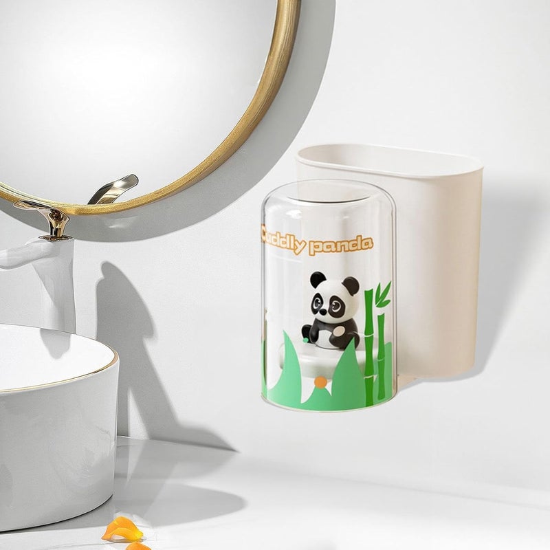 Cartoon Shape Toothbrush Holder Toothpaste Storage Box Wall Mounted Organizer for Home, White - Image 4