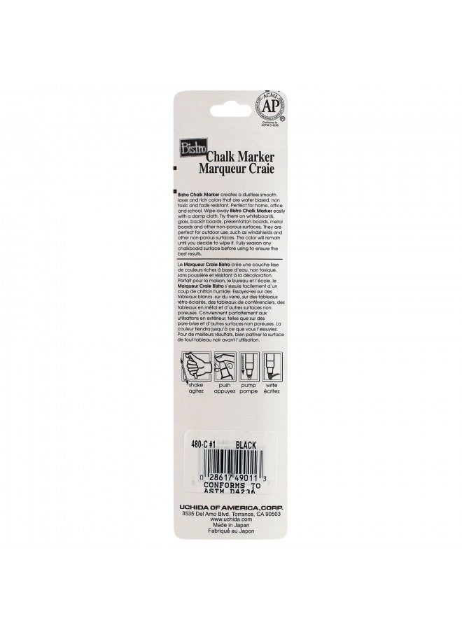 Uchida 480-C-1 Marvy Broad Point Tip Regular Bistro Chalk Marker, Black - Image 2