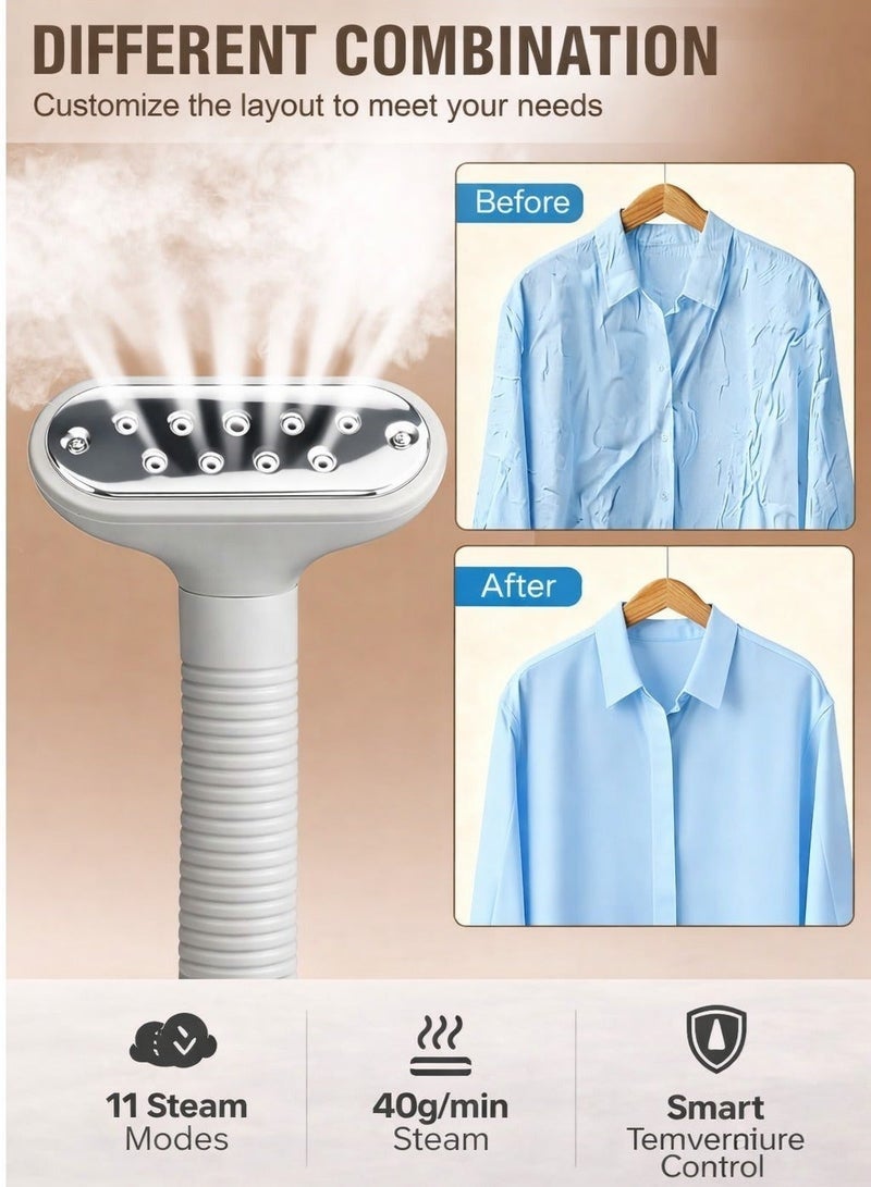 Arabest 2000W Vertical Clothes Garment Steamer, Height Adjustable Steamer Built-in Ironing Board, 40 Second Heating Time, Heat Insulated Steam Hose - Image 3