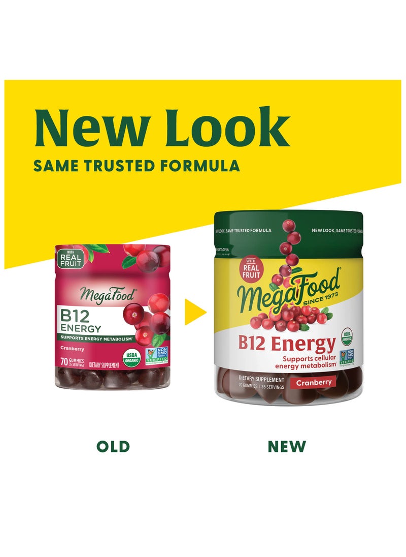MegaFood MegaFood Vitamin B12 Energy SUPPORTS CELLULAR ENERGY METABOLISM, DIETARY SUPPLEMENT, 70 GUMMIES / 35 SERVINGS- CRABERRY  - Image 3