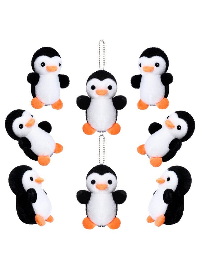 Skylety سكايليتي 8 قطع دمية بطريق محشوة سلسلة مفاتيح 4 بوصة حيوانات محشوة صغيرة معلقة دمى بطريق صغيرة ناعمة هدايا تPresent تفضيلات حفلات لعيد ميلاد الأطفال (أسود) - Image 1