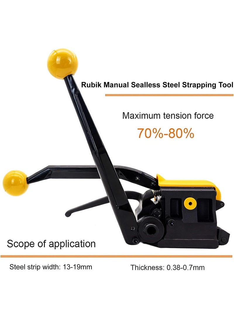 Rubik أداة ربط الفولاذ، آلة تغليف معدنية بدون ختم لعرض 13-19 مم وسماكة 0.7 مم أو أقل (أسود/أصفر) - Image 5