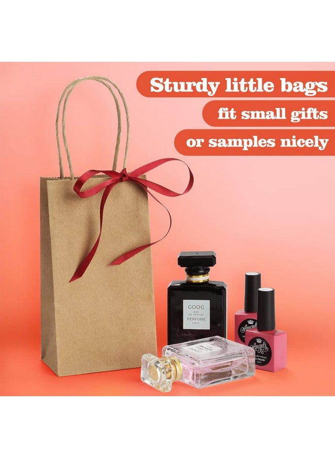 BagDream - BagDream 50 Pack 3.5x2.4x6.7 Inches Small Kraft Paper Gift Bags with Handles Bulk Mini Party Favor Bags Candy Bags 100% Recyclable Brown Paper Bag - Image 1