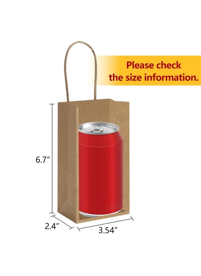 BagDream - BagDream 50 Pack 3.5x2.4x6.7 Inches Small Kraft Paper Gift Bags with Handles Bulk Mini Party Favor Bags Candy Bags 100% Recyclable Brown Paper Bag - Image 1