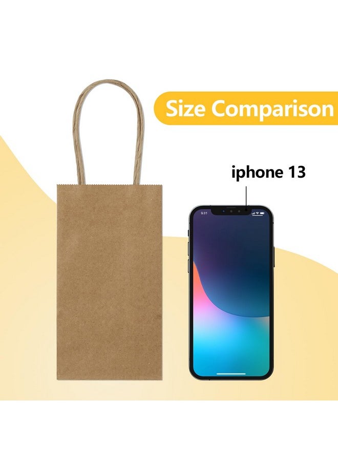 BagDream - BagDream 50 Pack 3.5x2.4x6.7 Inches Small Kraft Paper Gift Bags with Handles Bulk Mini Party Favor Bags Candy Bags 100% Recyclable Brown Paper Bag - Image 1