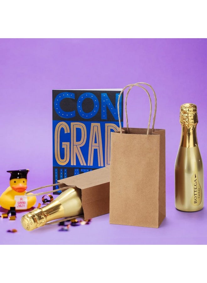 BagDream - BagDream 50 Pack 3.5x2.4x6.7 Inches Small Kraft Paper Gift Bags with Handles Bulk Mini Party Favor Bags Candy Bags 100% Recyclable Brown Paper Bag - Image 1