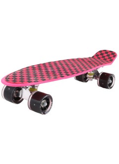 STRAUSS STRAUSS Cruiser Penny Skateboard, Anti-Skid Board with ABEC-7 High Precision Bearings, PU Light-Up Wheels, for Ages 8+ (22 X 6 Inch, Checkered Pink)  - Image 1