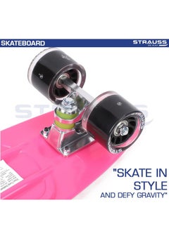 STRAUSS STRAUSS Cruiser Penny Skateboard, Anti-Skid Board with ABEC-7 High Precision Bearings, PU Light-Up Wheels, for Ages 8+ (22 X 6 Inch, Checkered Pink)  - Image 4