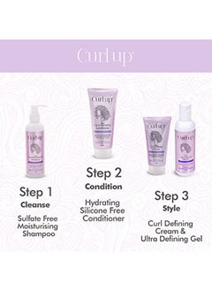 Curl Up Ultra Defining Bundle With Curly Hair Shampoo, Conditioner, Leave In Curl Cream & Hair Gel - For Dry Frizzy, Wavy & Curly Hair - Sulphate Paraben And Silicone Free (Combo Of 4)  - Image 3