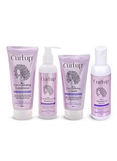Curl Up Ultra Defining Bundle With Curly Hair Shampoo, Conditioner, Leave In Curl Cream & Hair Gel - For Dry Frizzy, Wavy & Curly Hair - Sulphate Paraben And Silicone Free (Combo Of 4)  - Image 1