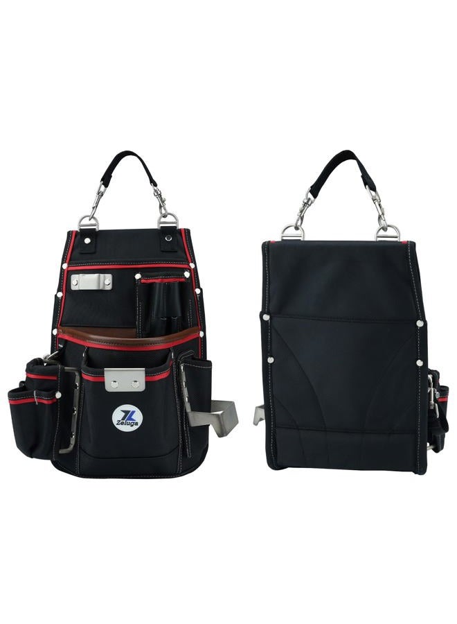 Zeluga 20-539 Professional Heavy Duty Tool Pouch with Hammer Holder & Tape Clip | 1680D Ballistic Nylon + Genuine Leather | Belt Loop & Hand Carry - Image 1