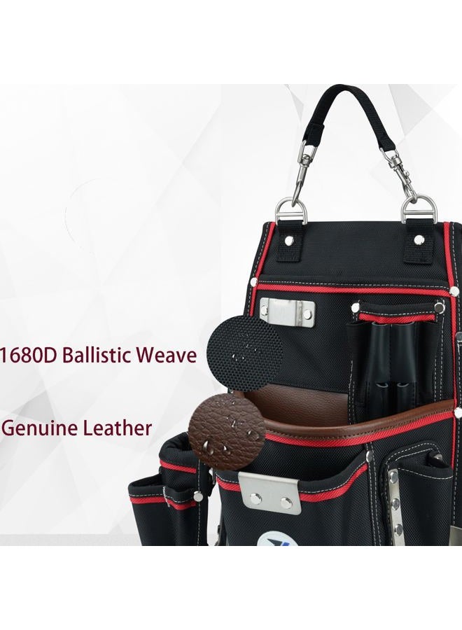 Zeluga 20-539 Professional Heavy Duty Tool Pouch with Hammer Holder & Tape Clip | 1680D Ballistic Nylon + Genuine Leather | Belt Loop & Hand Carry - Image 2