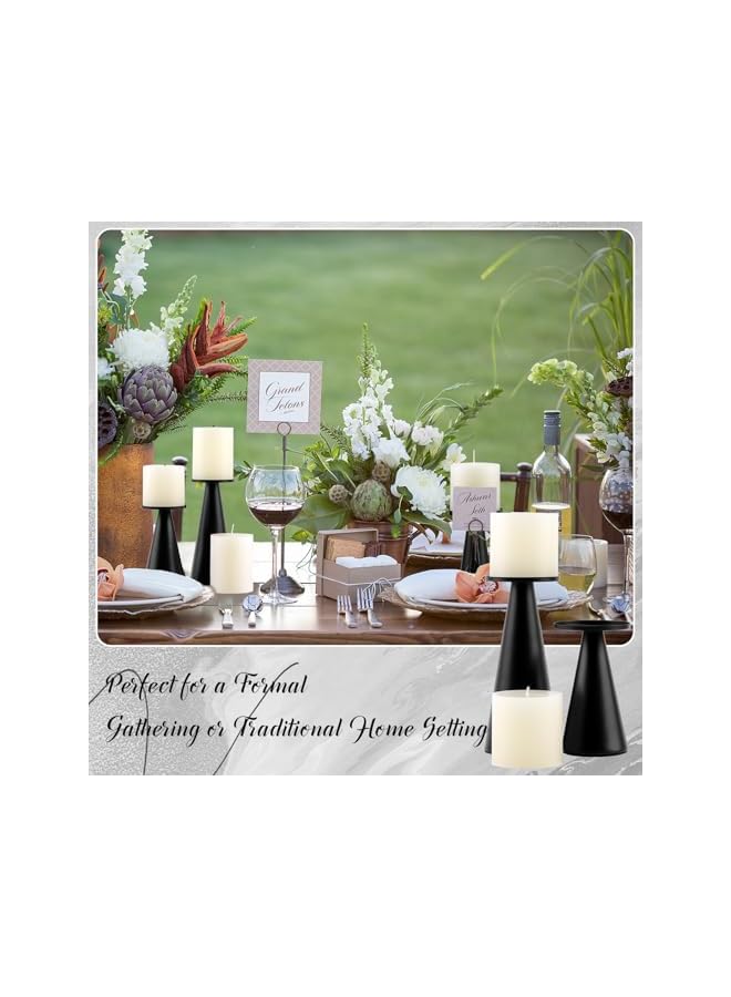 The Bros Black Metal Pillar Candle Holder Set of 2,Modern Iron Pillar Candle Stand for Table Centerpiece Wedding Dinning Home Decor Gift - Image 5