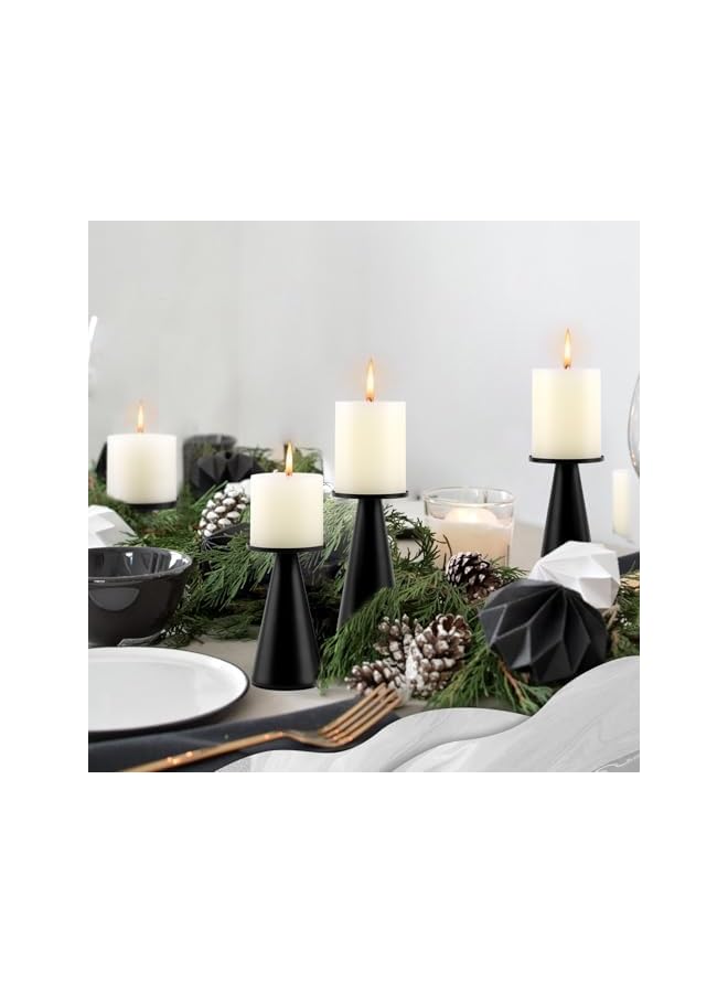The Bros Black Metal Pillar Candle Holder Set of 2,Modern Iron Pillar Candle Stand for Table Centerpiece Wedding Dinning Home Decor Gift - Image 4