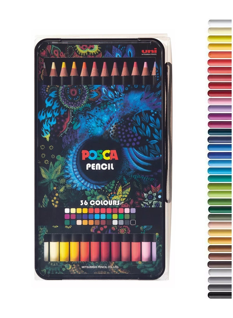 Uni 36-Piece Wax Pastel Pencils Assorted Colours - Image 1
