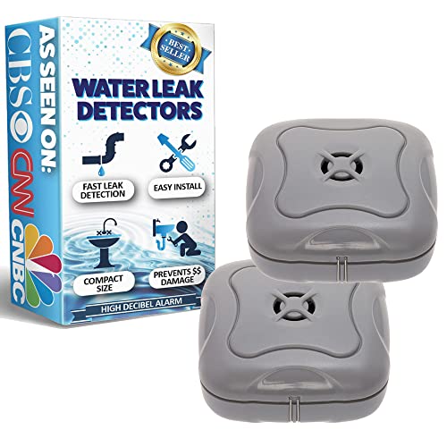 Mindful Design 2 Pack Water Leak Detector - 95 dB Flood Detection Alarm Sensor for Bathrooms, Basements, Laundry Rooms, Garages, Attics and Kitchens by Mindful Design (Grey, 2 Pack) - Image 1
