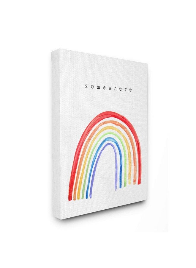 Stupell Industries The Kids Room by Stupell Somewhere Over The Rainbow Painted Lines Stretched Canvas Wall Art, Multi-Colored - Image 1