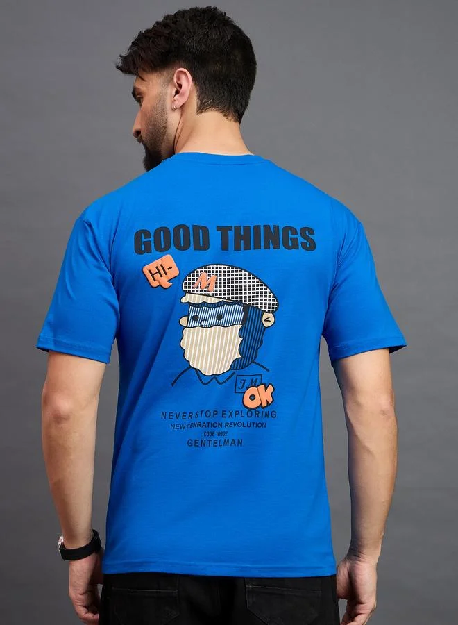 Take Two REPRISE Royal Blue Round Neck Printed T-Shirt