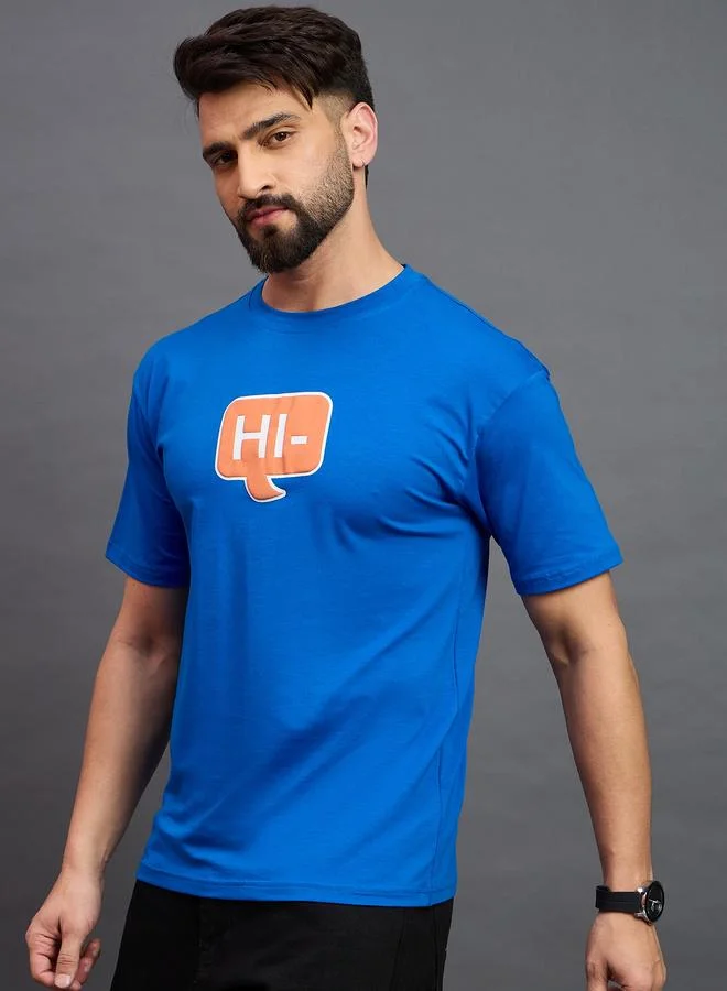 Take Two REPRISE Royal Blue Round Neck Printed T-Shirt