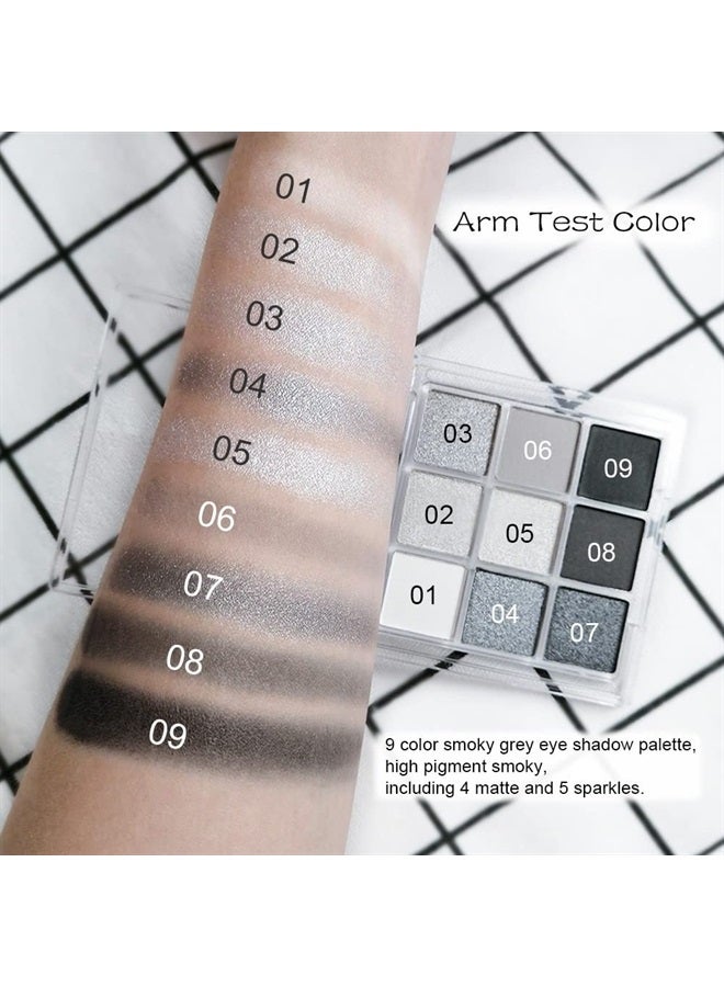 AMY'S DIARY Black Smokey Gray Silver Glitter Shimmer Eye Eyeshadow Makeup Palette,9 Colors Cool Toned Matte Glitter Eyeshadow Palette Make Up Black Radiance Eyeshadow Palette Sombras De Ojos Profesional(A) - Image 1