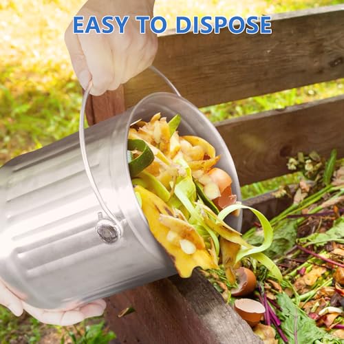 ENLOY Compost Bin for Kitchen Countertop, 1.3 Gallon Stainless Steel Indoor Compost Bucket for Kitchen Countertop Odorless Compost Pail for Kitchen Food Waste with Carrying Handle Easy to Clean - Image 5