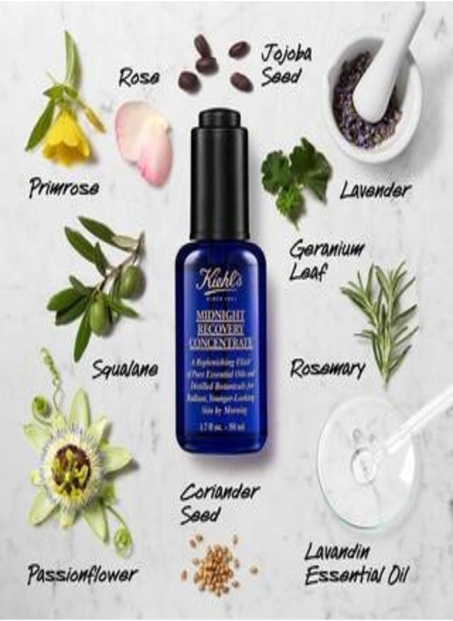 Kiehl's Kiehl's Midnight Recovery Concentrate – Nighttime Facial Oil | Restores, Hydrates & Revitalizes Skin Overnight | Infused with Botanical Oils & Essential Fatty Acids | 15ml / 0.5 fl. oz  - Image 4