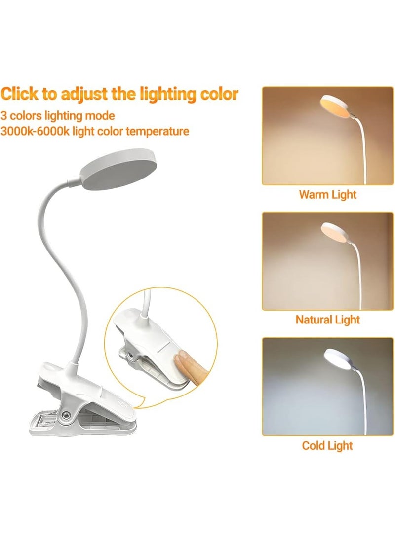 LED Desk Lamp, Dimmable Clip-On Lamp, Wireless Bedside Lamp, 3 Brightness Modes, Clip-On Reading Lamp, USB Rechargeable, 360° Flexible Gooseneck - Image 3