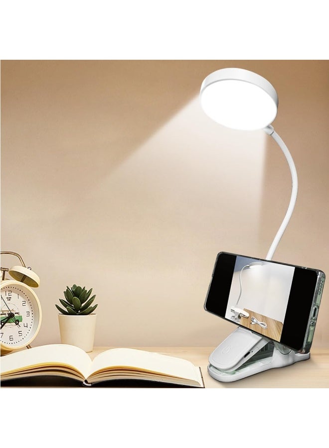 LED Desk Lamp, Dimmable Clip-On Lamp, Wireless Bedside Lamp, 3 Brightness Modes, Clip-On Reading Lamp, USB Rechargeable, 360° Flexible Gooseneck - Image 1