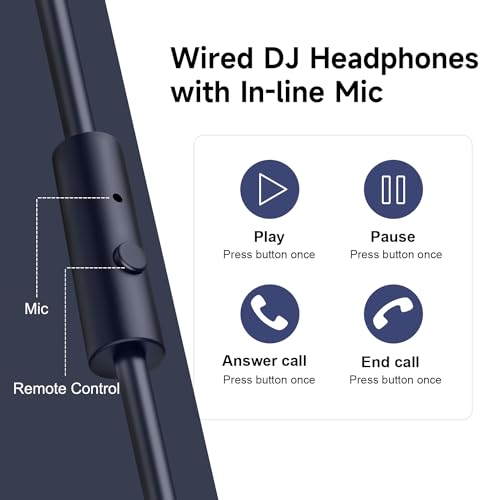 OneOdio Wired Over Ear Headphones Studio Monitor & Mixing DJ Stereo Headsets with 50mm Neodymium Drivers and 1/4 to 3.5mm Jack for AMP Computer Recording Podcast Keyboard Guitar Laptop - Dark Blue - Image 4