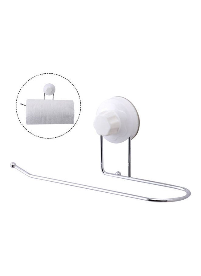 NIBEMINENT - Paper Towel Holder Tissue Dispenser Non Drilling Suction Cup Bar Bath Clothes Hanger Wall Mount Rack for Bathroom Kitchen White 25.7x11.5x9.0cm - Image 1