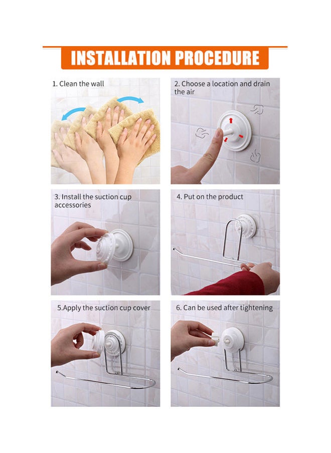 NIBEMINENT - Paper Towel Holder Tissue Dispenser Non Drilling Suction Cup Bar Bath Clothes Hanger Wall Mount Rack for Bathroom Kitchen White 25.7x11.5x9.0cm - Image 1