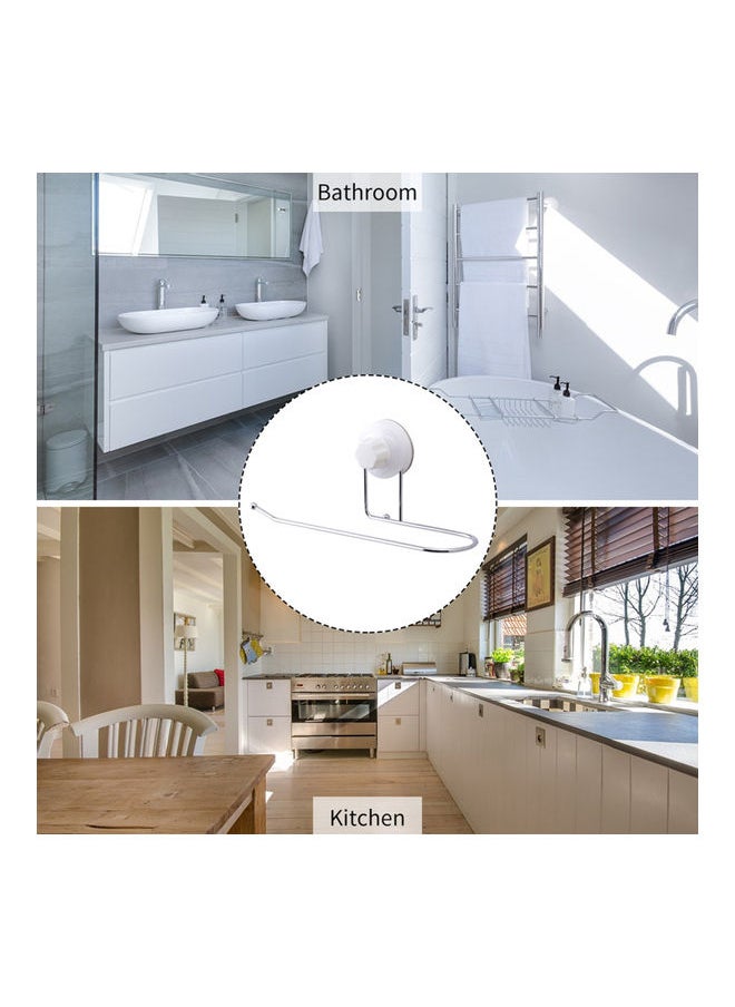 NIBEMINENT - Paper Towel Holder Tissue Dispenser Non Drilling Suction Cup Bar Bath Clothes Hanger Wall Mount Rack for Bathroom Kitchen White 25.7x11.5x9.0cm - Image 1