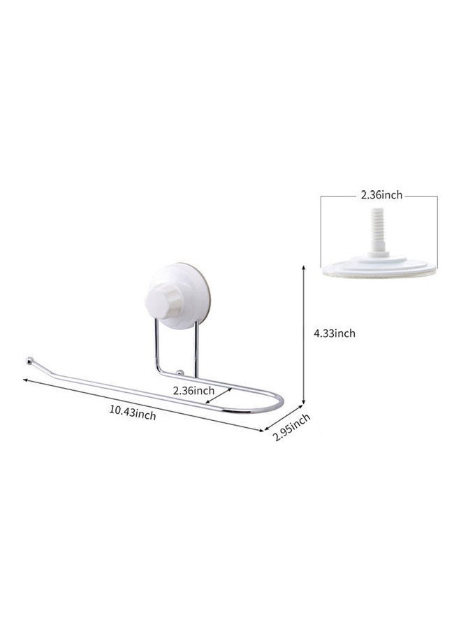 NIBEMINENT - Paper Towel Holder Tissue Dispenser Non Drilling Suction Cup Bar Bath Clothes Hanger Wall Mount Rack for Bathroom Kitchen White 25.7x11.5x9.0cm - Image 1