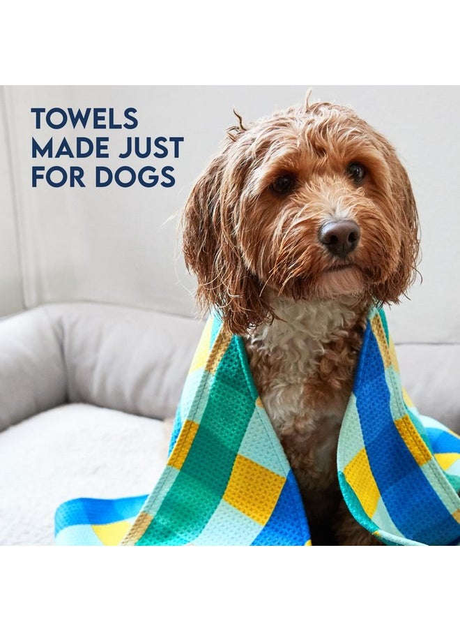 Dock & Bay Dock & Bay Pet Towel - Super Absorbent & Quick Drying Dog Towels with Bag - 100% Recycled - Puppy Plaid, Large (120x70cm, 47x27)  - Image 2