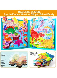 Y&D Magnetic Puzzles for Kids Ages 3-5, Two-Book Set, 110 Pieces Dinosaur Animal Theme Travel Toddler Puzzles, Preschool Learning Activities Toys 3 4 5 6 Year Old Boys Girls  - Image 3