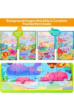 Y&D Magnetic Puzzles for Kids Ages 3-5, Two-Book Set, 110 Pieces Dinosaur Animal Theme Travel Toddler Puzzles, Preschool Learning Activities Toys 3 4 5 6 Year Old Boys Girls  - Image 5