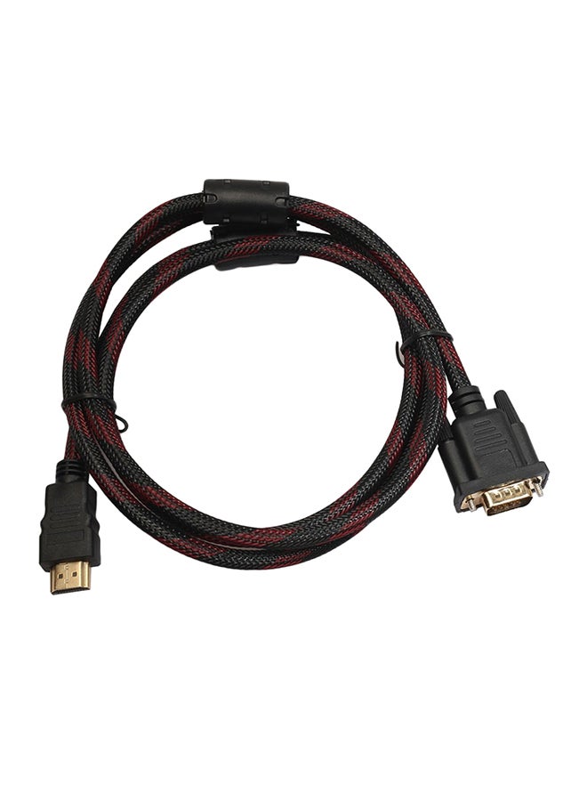 كابل موصل بيانات محول HDMI ذكر إلى VGA بطول 1.5 متر أسود/أحمر