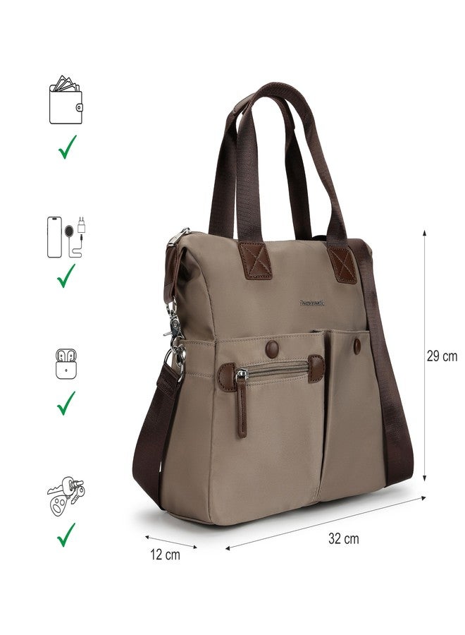 Fastrack Colorblock Nylon Satchel Bag for Women | Lightweight Everyday Handbag with Multiple Pockets, Zipper Closure, Detachable Strap | Stylish Structured Satchel for Work, Errands, Casual Outings - Image 4